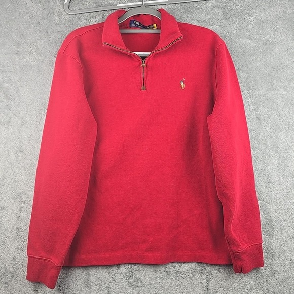 Polo Ralph Lauren Men's XL Estate Ribbed‎ 1/4 Zip Sweater Pullover Red - Picture 1 of 10